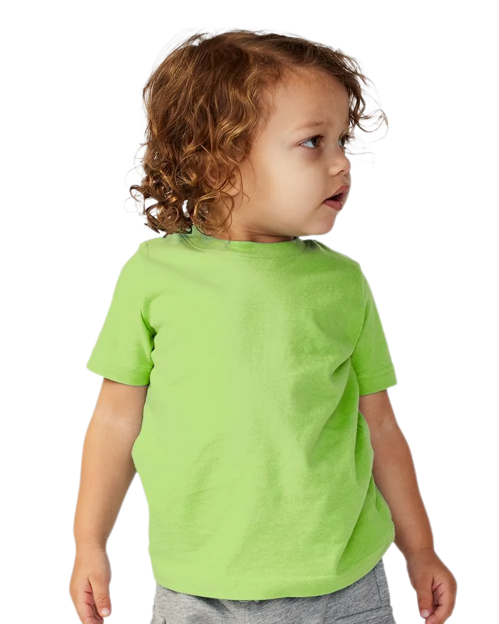 Rabbit Skins - Toddler Fine Jersey T-Shirt - 3321 - Key Lime - Front view on toddler model