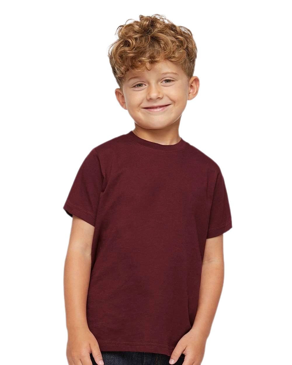 Rabbit Skins - Toddler Fine Jersey T-Shirt - 3321 - Maroon - Front view on toddler model