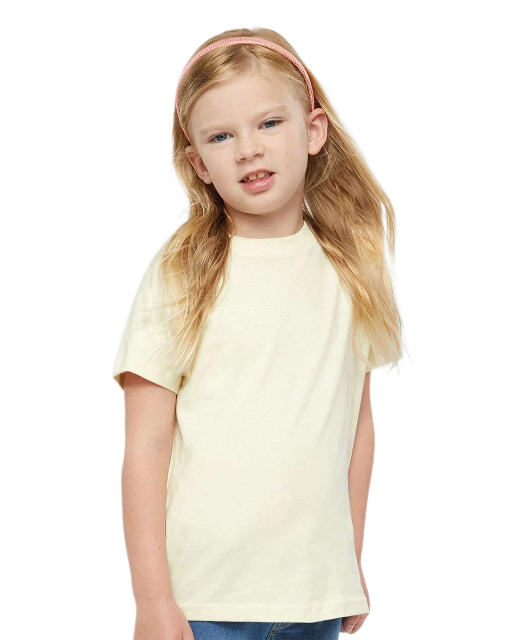 Rabbit Skins - Toddler Fine Jersey T-Shirt - 3321 - Natural - Front view on toddler model