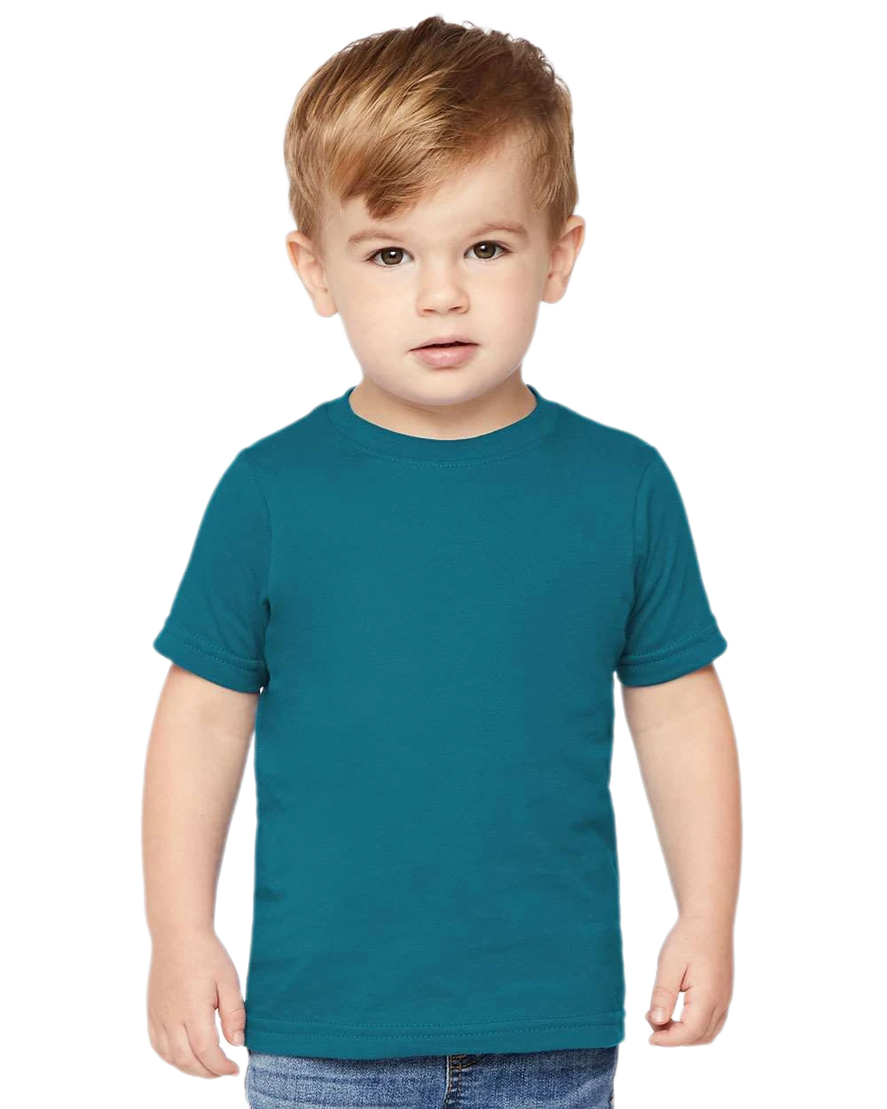 Rabbit Skins - Toddler Fine Jersey T-Shirt - 3321 - Oceanside - Front view on toddler model