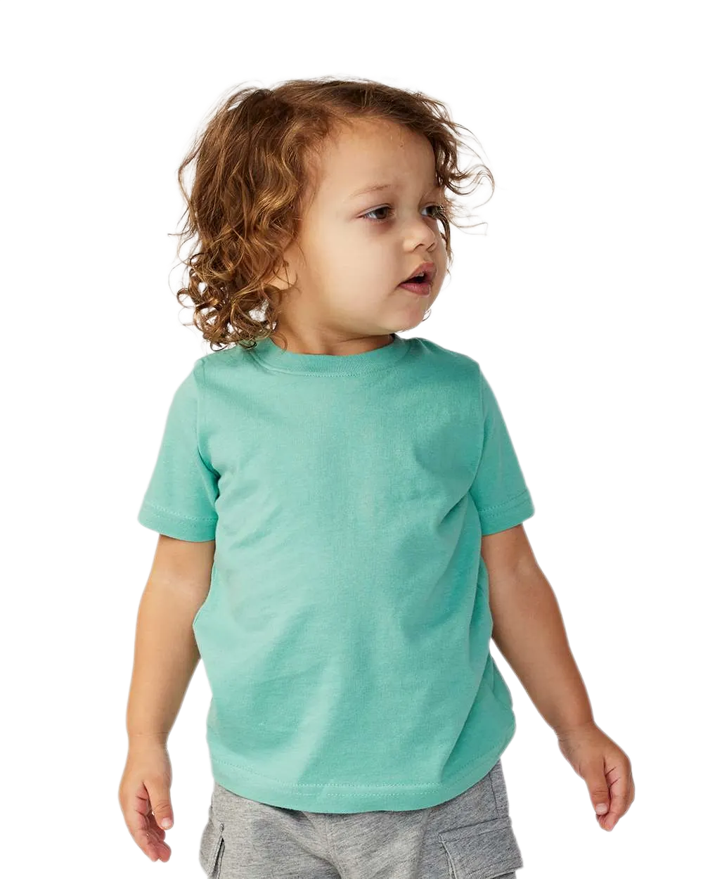Rabbit Skins - Toddler Fine Jersey T-Shirt - 3321 - Saltwater - Front view on toddler model