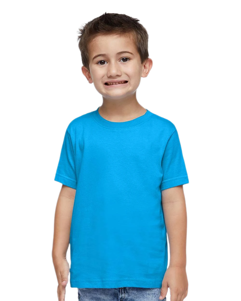 Rabbit Skins - Toddler Fine Jersey T-Shirt - 3321 - Turquoise - Front view on toddler model