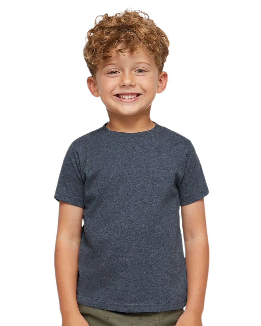 Rabbit Skins - Toddler Fine Jersey T-Shirt - 3321 - Vintage Denim - Front view on toddler model
