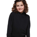 Toddler wearing Rabbit Skins 3326 pullover fleece hoodie in Black, front view