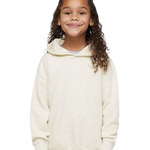 Toddler wearing Rabbit Skins 3326 pullover fleece hoodie in Natural Heather, front view