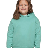 Toddler wearing Rabbit Skins 3326 pullover fleece hoodie in Saltwater, front view