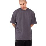 Shaka Wear SHMHSS charcoal grey heather oversized heavyweight T-shirt on model, front view
