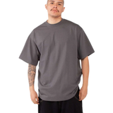 Shaka Wear SHMHSS dark grey oversized heavyweight T-shirt on model, front view
