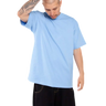 Shaka Wear SHMHSS sky blue oversized heavyweight T-shirt on model, front view
