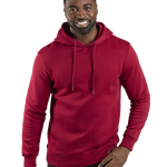 Man wearing a Threadfast Apparel Unisex Ultimate Fleece Pullover Hoodie in Burgundy.