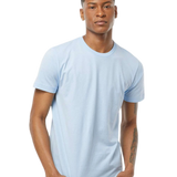 Tultex 202 T-shirt in Baby Blue, shown on a model from the front.