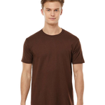Tultex 202 T-shirt in Brown, shown on a model from the front.