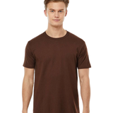 Tultex 202 T-shirt in Brown, shown on a model from the front.