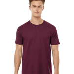 Tultex 202 T-shirt in Burgundy, shown on a model from the front.