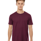 Tultex 202 T-shirt in Burgundy, shown on a model from the front.