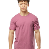 Tultex 202 T-shirt in Cassis, shown on a model from the front.