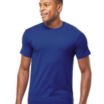 Tultex 202 T-shirt in Deep Blue, shown on a model from the front.