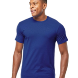 Tultex 202 T-shirt in Deep Blue, shown on a model from the front.