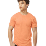 Tultex 202 T-shirt in Heather Cantaloupe, shown on a model from the front.