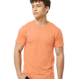 Tultex 202 T-shirt in Heather Cantaloupe, shown on a model from the front.