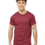 Tultex 202 T-shirt in Heather Cardinal, shown on a model from the front.