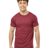 Tultex 202 T-shirt in Heather Cardinal, shown on a model from the front.