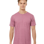 Tultex 202 T-shirt in Heather Cassis, shown on a model from the front.