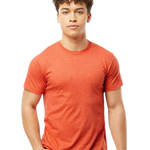 Tultex 202 T-shirt in Heather Orange, shown on a model from the front.