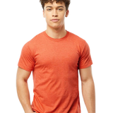 Tultex 202 T-shirt in Heather Orange, shown on a model from the front.