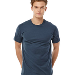 Tultex 202 T-shirt in Indigo, shown on a model from the front.