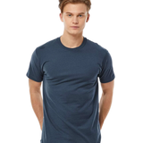 Tultex 202 T-shirt in Indigo, shown on a model from the front.