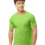 Tultex 202 T-shirt in Lime, shown on a model from the front.