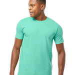 Tultex 202 T-shirt in Mint, shown on a model from the front.
