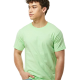 Tultex 202 T-shirt in Neo Mint, shown on a model from the front.