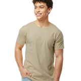 Tultex 202 T-shirt in Sand, shown on a model from the front.