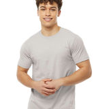 Tultex 202 T-shirt in Silver, shown on a model from the front.
