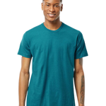 Tultex 202 T-shirt in Teal, shown on a model from the front.