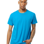 Tultex 202 T-shirt in Turquoise, shown on a model from the front.