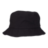 Black cotton bucket hat with stitched brim and side ventilation eyelets – custom promotional headwear by Print-MO.