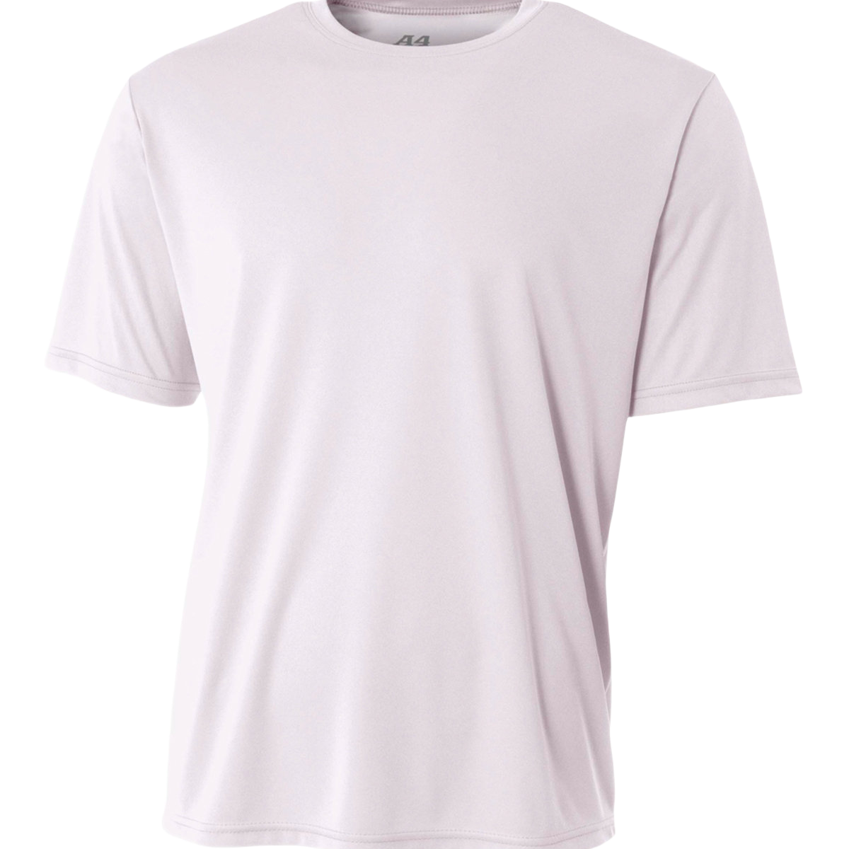 Front view of A4 Men's Cooling Performance T-Shirt in white, emphasizing its lightweight material.