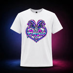 White classic t-shirt with The Pony Club Remastered pink and blue twin-pony graphic, front view.