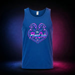 Royal classic tank top with The Pony Club Remastered pink and blue twin-pony graphic, front view.