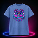 Mystic Blue premium t-shirt with The Pony Club Remastered pink and blue twin-pony graphic, front view.